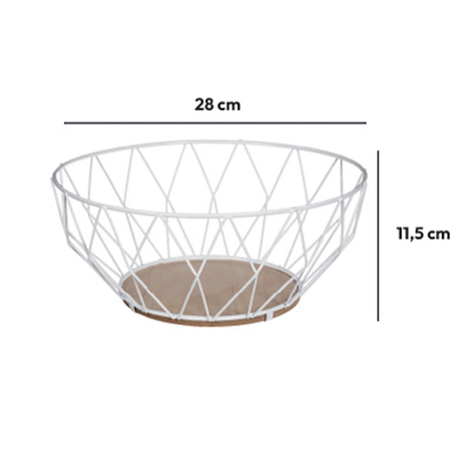 5Five Fruitmand/fruitschaal - Draad Metaal - Wit - Dia 28 Cm - Afbeelding 2