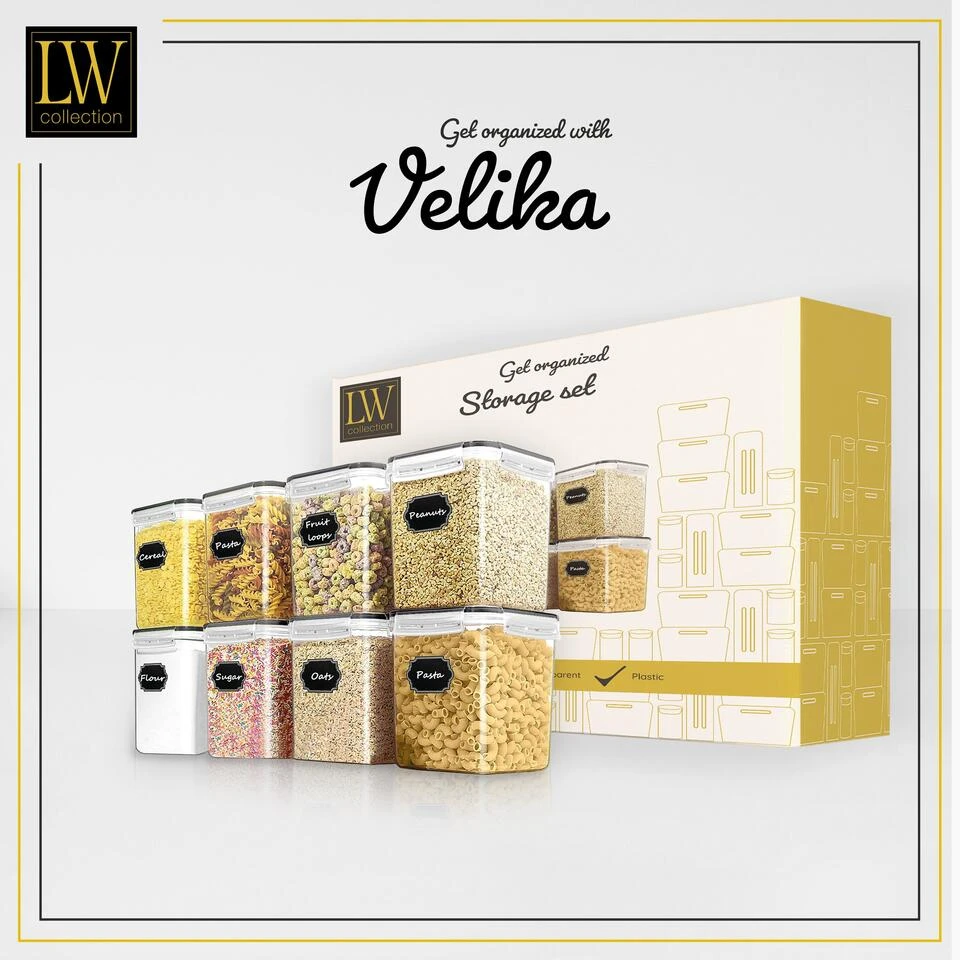 LW Collection Voorraadpotten 8 Stuks 2.5L Met Stickers - Afbeelding 3