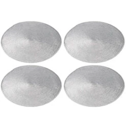 Cepewa Placemats - 4 Stuks - Rond - Zilverkleurig - 38 Cm