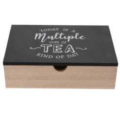 Excellent Houseware Theedoos - 6 Vakken - Antraciet - 24 Cm