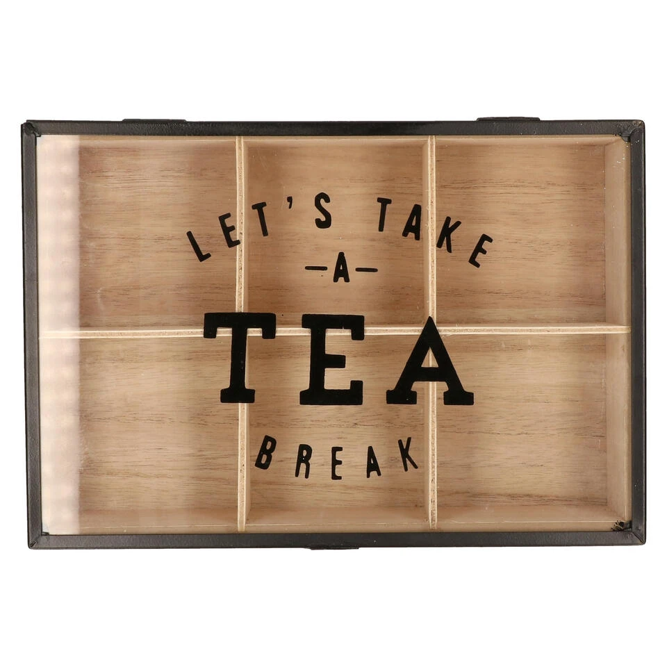 Merkloos Theedoos - Bruin - 6-vaks - Hout - 25 Cm - Afbeelding 2