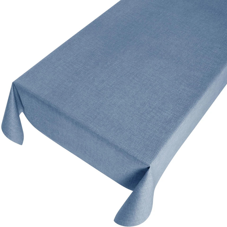Bellatio Design Tafelzeil - Blauw - Linnen Look - 140 X 175 Cm