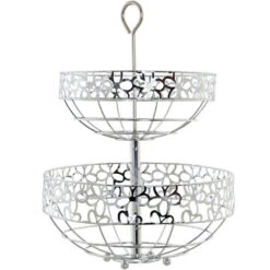 Items Fruitschaal - Etagere - 2-laags - Zilverkleurig - 39 Cm