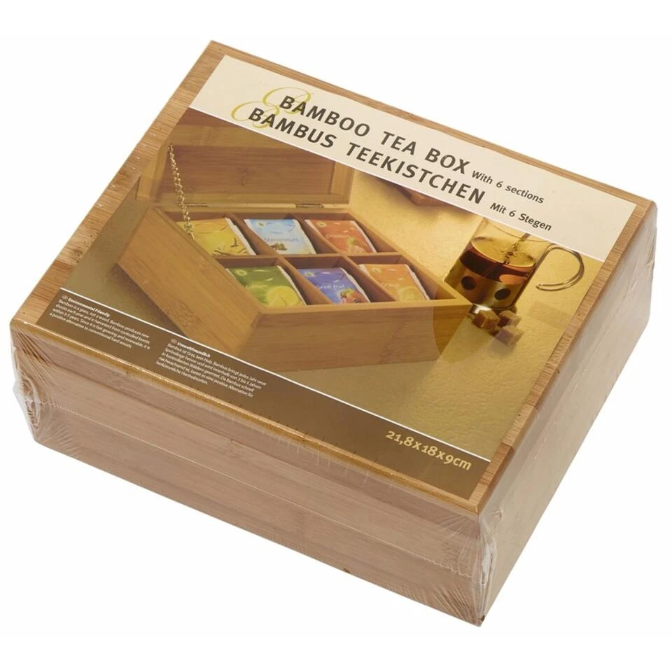 Merkloos Theedoos Van Bamboe Hout 6-vaks - Afbeelding 2