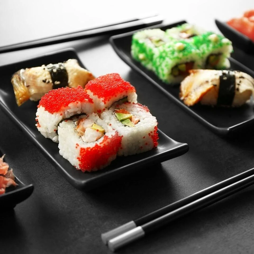 Orange85 Sushi Servies Set 6 Delig Zwart Bamboe Keramiek 2 Personen - Afbeelding 3