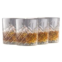 OTIX Whiskey Glazen Set Van 4 Kristal Stijlvol 230 Ml Dik Glas Stevig Sierlijk