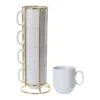 Orange85 Koffiekopjes Theeglazen Set Van 4 Mokkenrek Mokken Met Gouden Houder