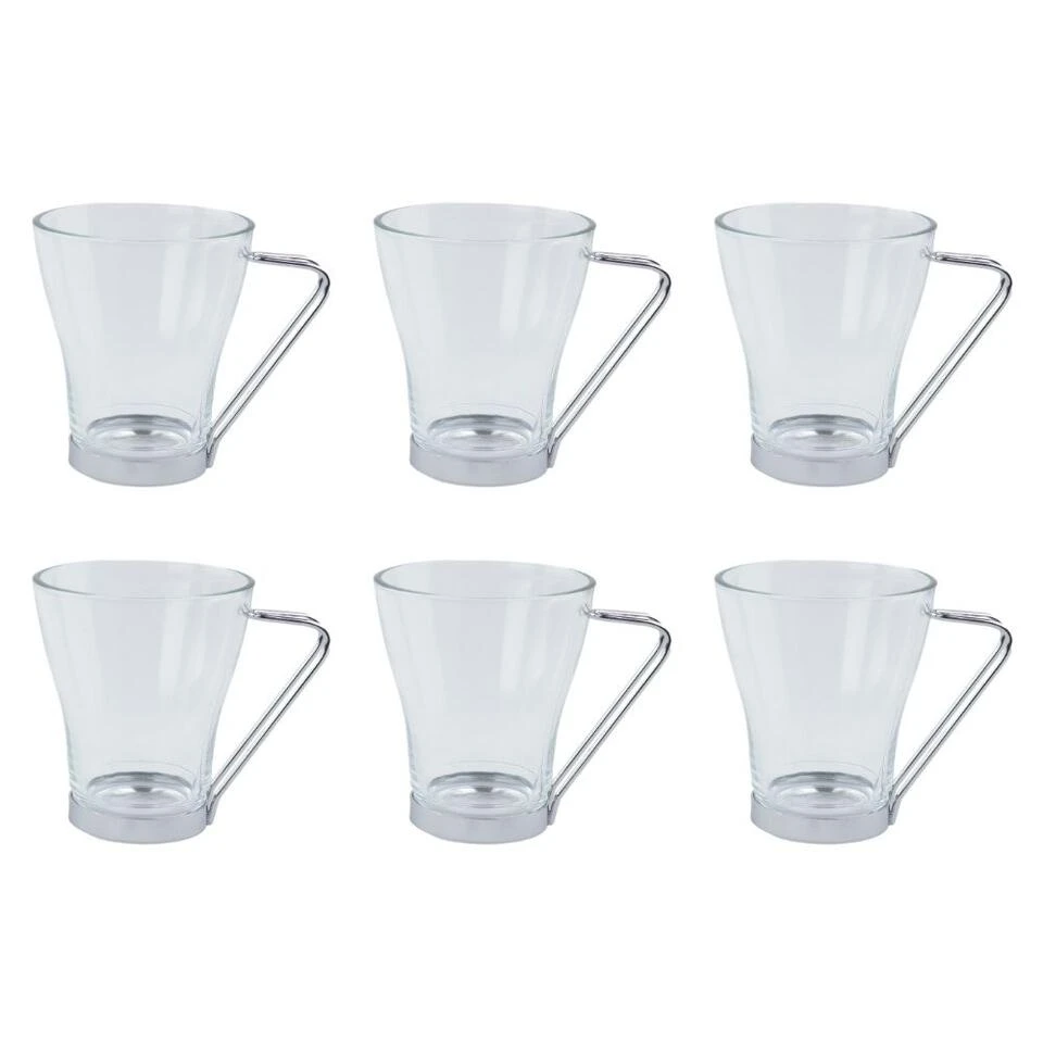 Orange85 Theeglazen Koffieglazen Met Oor 230 Ml 6 Stuks Transparant