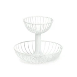 Zeller Fruitschaal - Metaal - 2-laags - Wit - 29 Cm