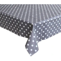 Tafelzeil/tafelkleed Grijs Met Witte Stippen 140 X 250 Cm