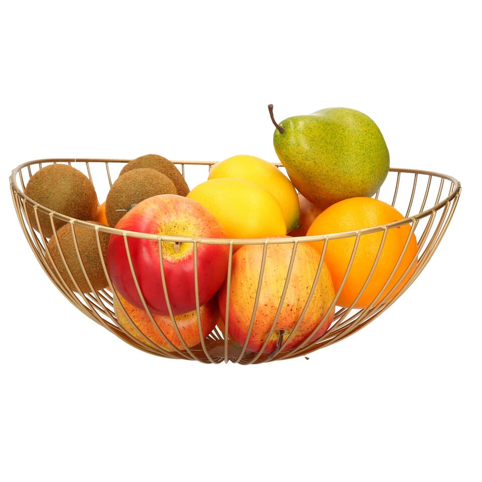 Cepewa Fruitmand - Goudkleurig - Metaal - Rond - 31 Cm - Afbeelding 2