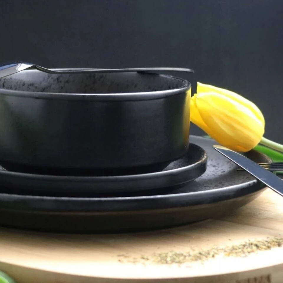 Orange85 Ontbijtbord Zwart 2 Stuks Aardewerk 18 Cm - Afbeelding 4