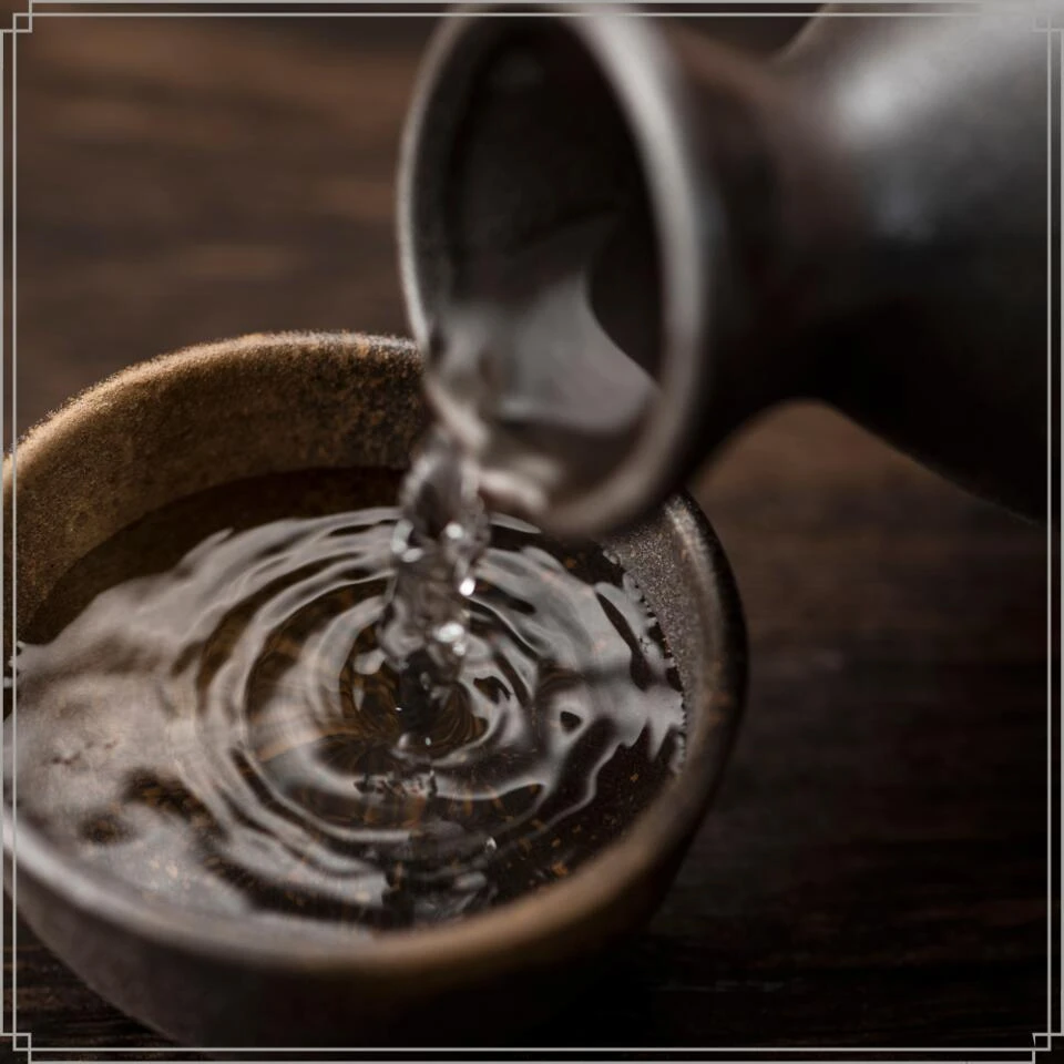 OTIX Sakeset Voor Rijstwijn 5 Delig Van Aardewerk Met 4 Kopjes En Een Fles - Afbeelding 3