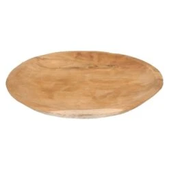 Merkloos Serveerplank - Bruin - Teak Hout - Rond - D38 X H3 Cm