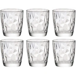 Bormioli Rocco Bormioli Drinkglazen - 6 Stuks - Diamond Dof - Glas - 390 Ml