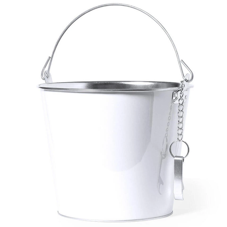 Merkloos IJsemmer Bierkoeler - Metaal - Wit - 6 L - Met Handvat - Afbeelding 2