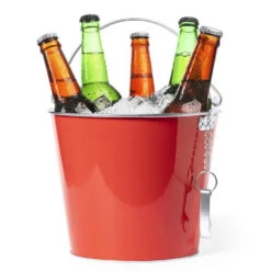 Merkloos IJsemmer Bierkoeler - Metaal - Rood - 6 L - Met Handvat