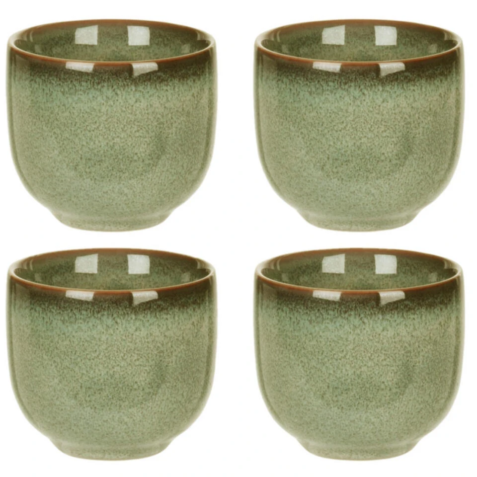 Excellent Houseware Theepot Set Met 4 Bekers Groen Keramiek - Afbeelding 2
