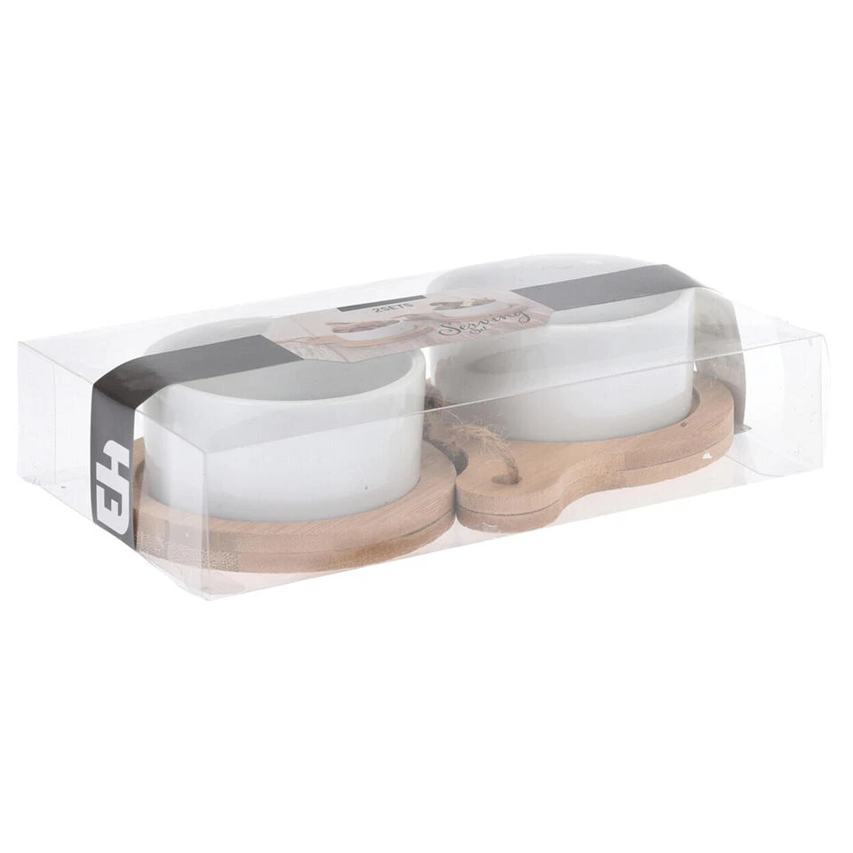 Excellent Houseware Serveerschaaltjes - 2st - Porselein - Serveerplankjes 8x4cm - Afbeelding 3