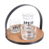 Excellent Houseware Serveerplank - Bamboe - D18 Cm - Met 3x Schaaltjes Van Glas