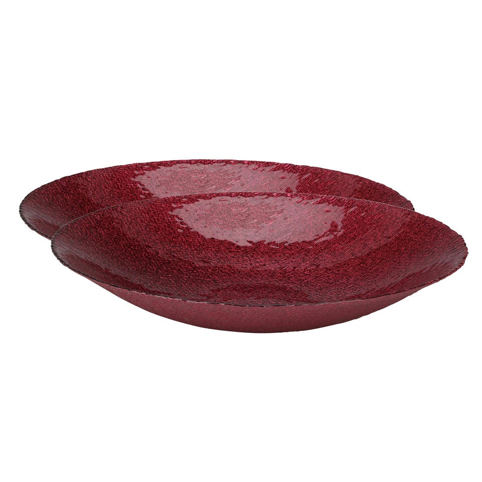 Merkloos Decoratie Schaal/fruitschaal - Glas Rond - Rood - D40 X H7 Cm - Afbeelding 2