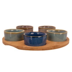 Billiet Serveerplank Bamboe - Met 5x Luxe Schaaltjes - Dia 25 Cm