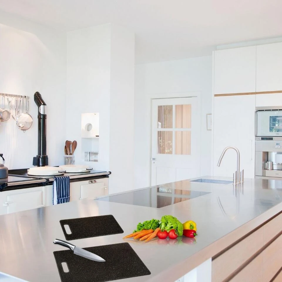 Orange85 Snijplankenset Hakbord 2 Stuks Zwart 25x15x0.8 Cm Steenlook - Afbeelding 2