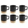 OTIX Espresso Kopjes Zwart Set Van 6 Met Bamboe Onderzetter