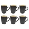 OTIX Koffiekopjes Met Oor Set Van 6 Theekoppen 340ml Zwart Keramiek