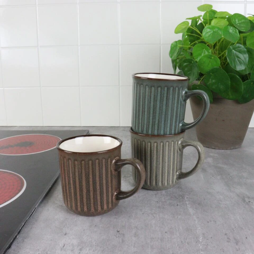 OTIX Koffiekopjes Met Oor Set Van 4 Aardewerk 200 Ml MOSS - Afbeelding 3