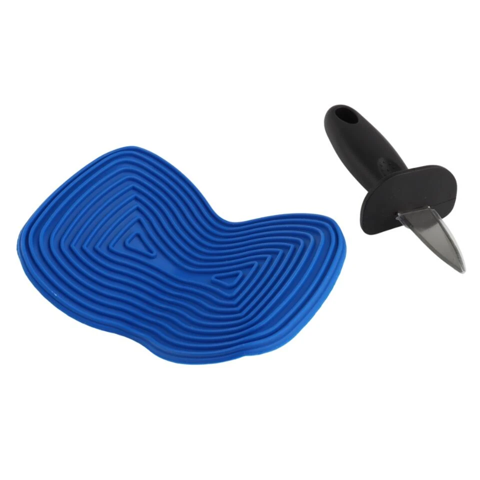 Orange85 Oestermes Met Siliconen Hulpmiddel Zwart En Blauw Oesters Openen - Afbeelding 3