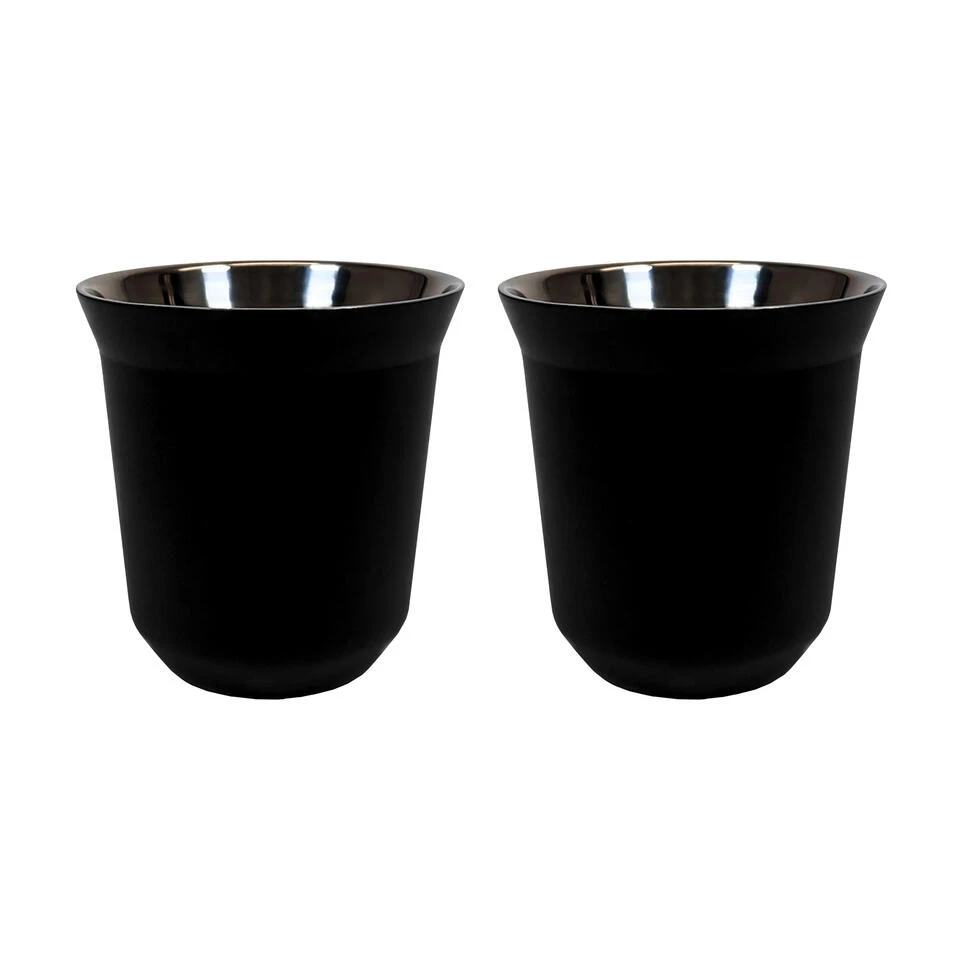 Krumble Espressokopjes Staal Set Van 2 - Zwart