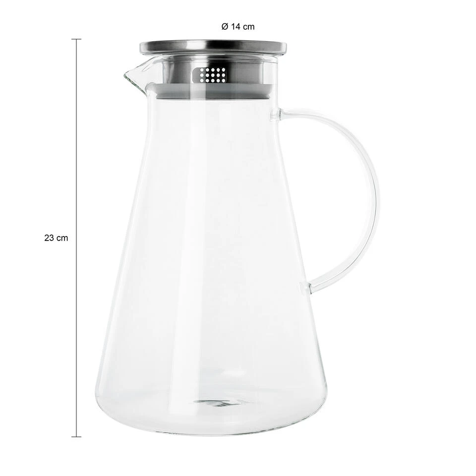 Krumble Karaf Met Filter, Handvat En Aluminium Deksel - 1,8 L - Glas - Afbeelding 2