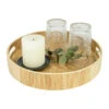 QUVIO Dienblad Decoratie Rond Met Handvaten - 30 Cm - Hout - Bruin