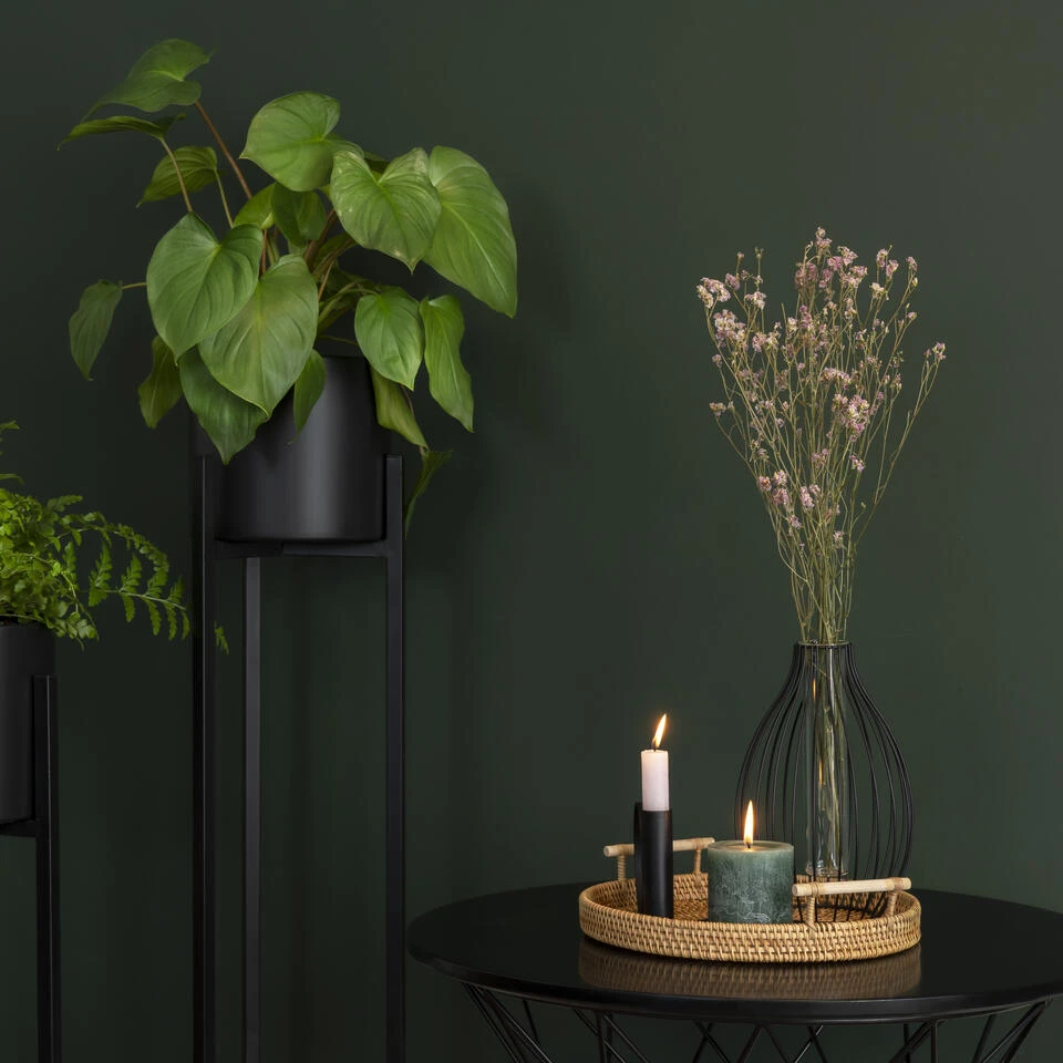 QUVIO Dienblad Met Handvaten Rond - 28 Cm - Rotan - Afbeelding 2