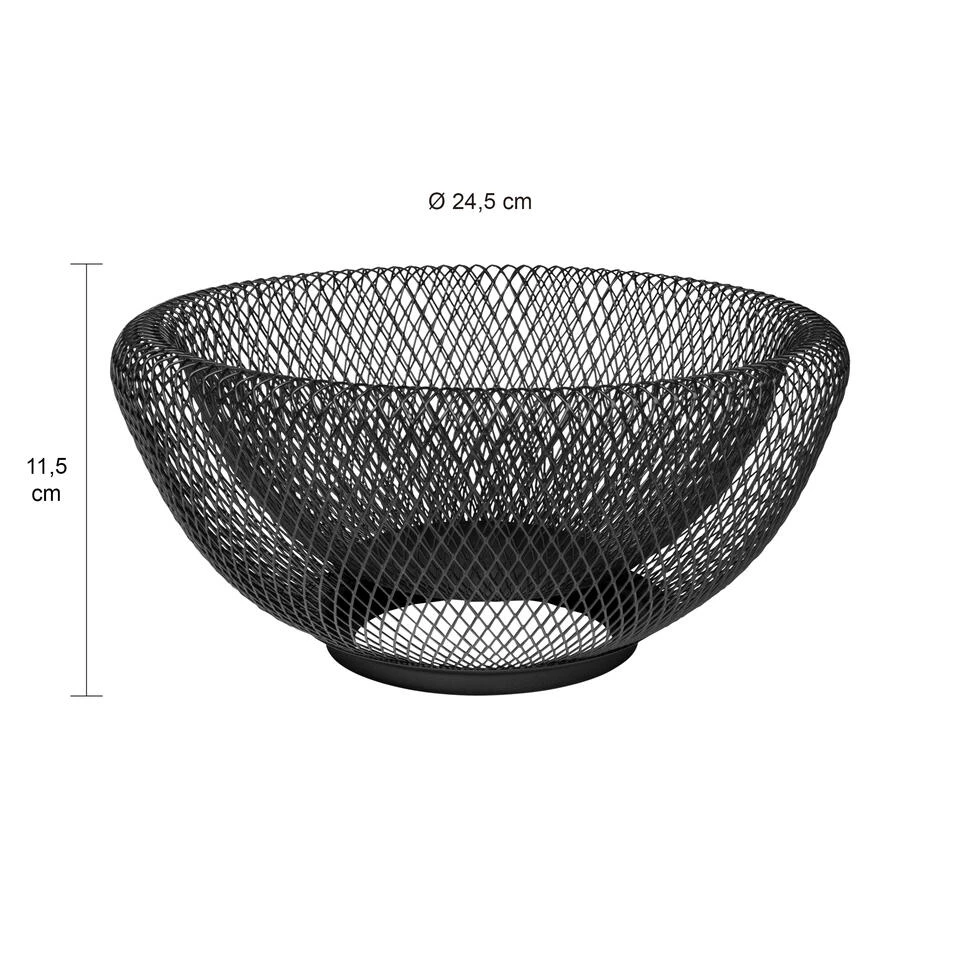 QUVIO Fruitschaal Metaal Mesh - Zwart - Afbeelding 3