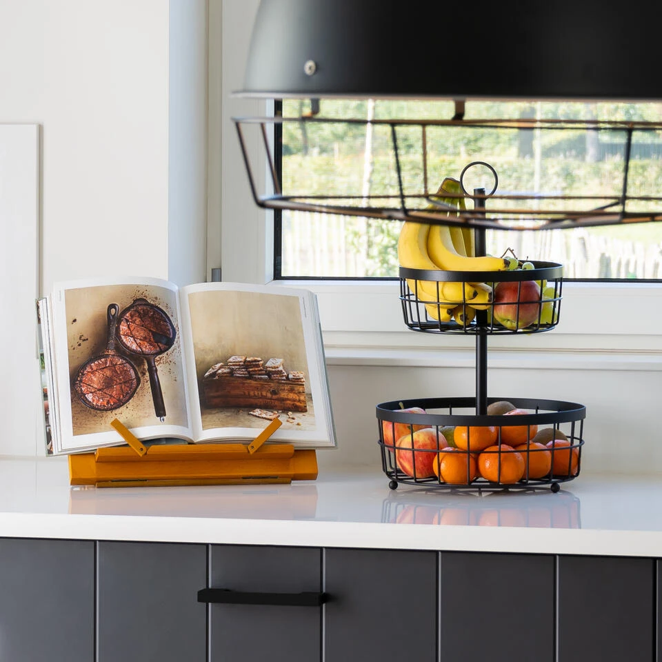 QUVIO Fruitmand 2 Laags - Metaal - Zwart - Afbeelding 2
