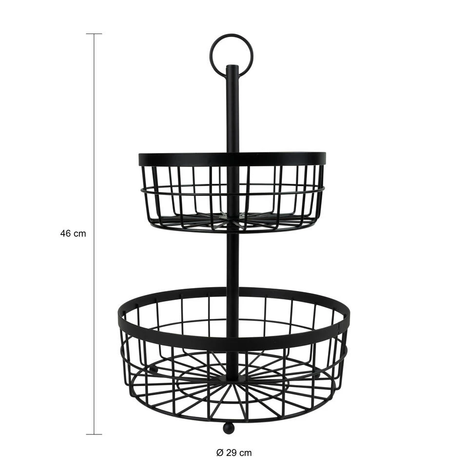 QUVIO Fruitmand 2 Laags - Metaal - Zwart - Afbeelding 3