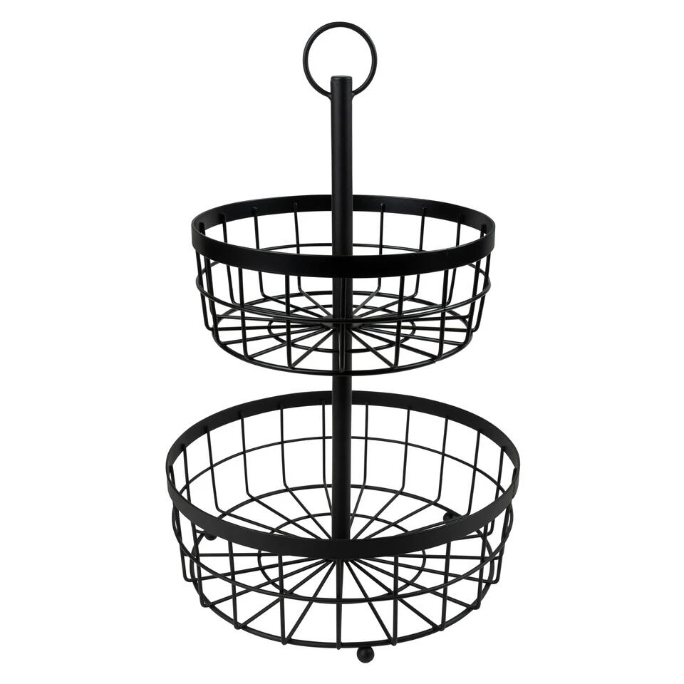 QUVIO Fruitmand 2 Laags - Metaal - Zwart - Afbeelding 4