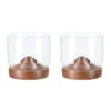 Aretica Whiskey Glas Met Houten Onderzetter - Bruin - Set Van 2