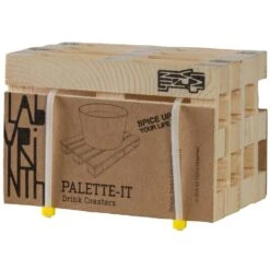 Labyrinth Palette-It - Set Van 4 Houten Onderzetters (12x8 Cm)
