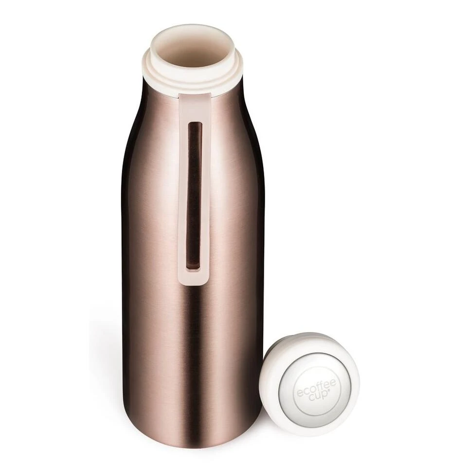 Ecoffee Cup Warm/Koud Dubbelwandig Thermosfles - 500 Ml - Roze Metalic - Afbeelding 2