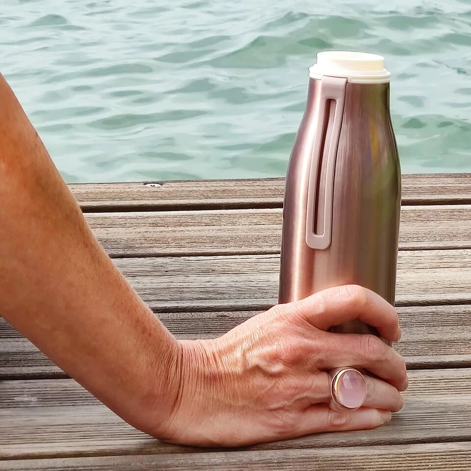 Ecoffee Cup Warm/Koud Dubbelwandig Thermosfles - 500 Ml - Roze Metalic - Afbeelding 3