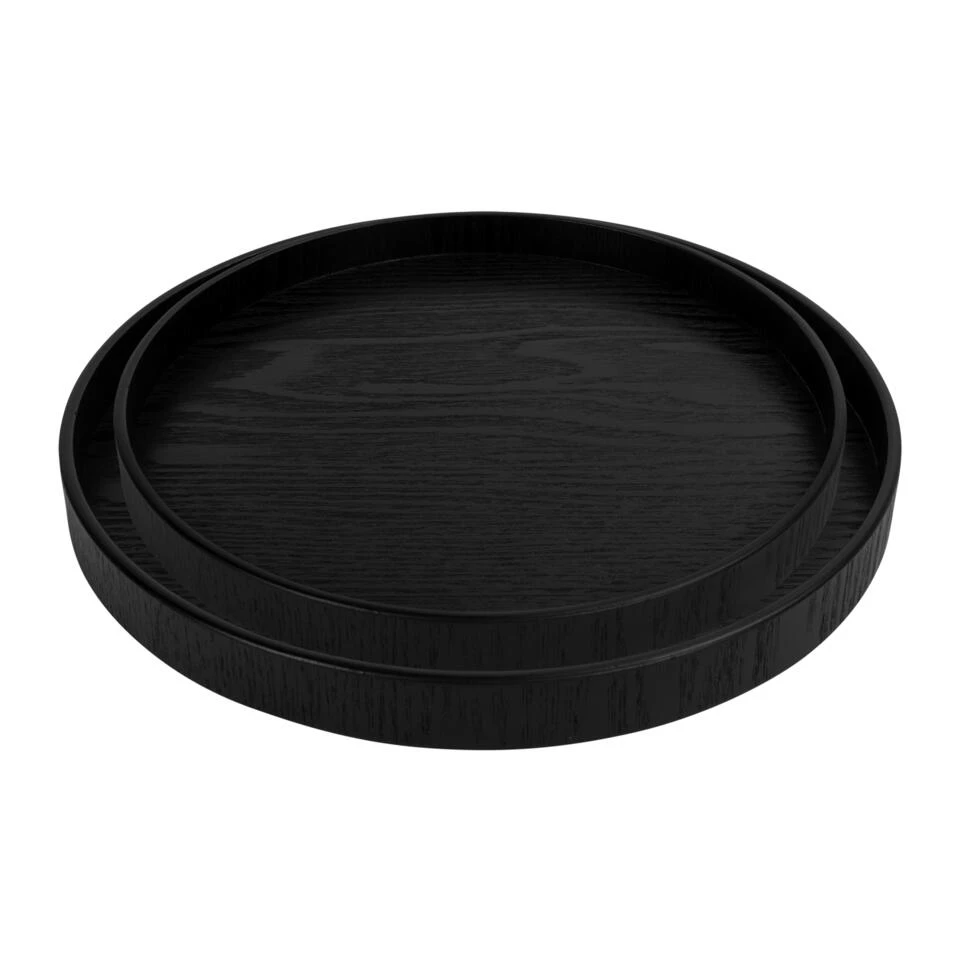 QUVIO Houten Dienblad Rond - Set Van 2 (24 Cm En 27 Cm) - Afbeelding 4