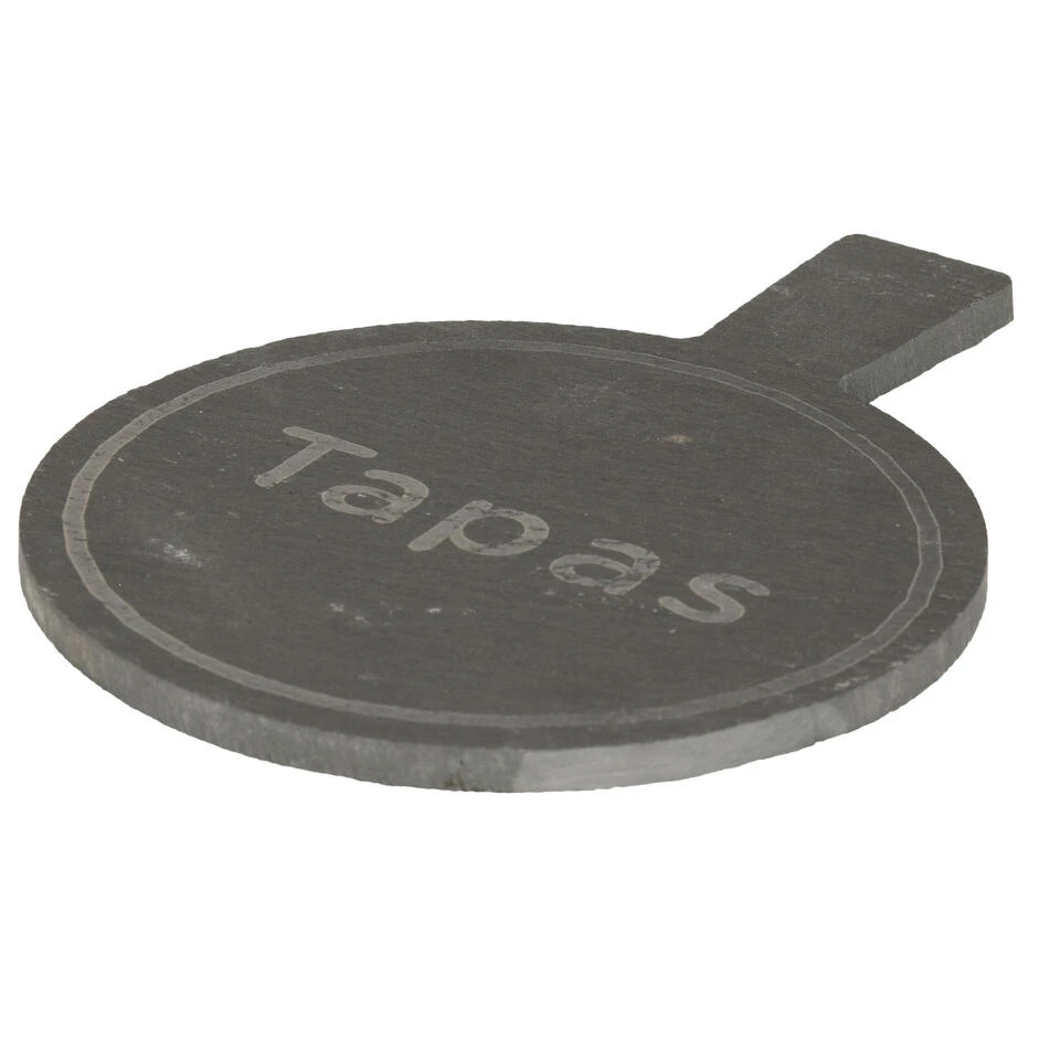 Kinvara Serveerplank - Rond - Van Leisteen - Met Handvat - 19 X 14 Cm