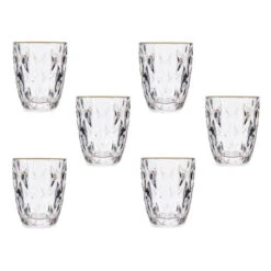 Vivalto Waterglazen/drinkglazen - Kristal Look - Gouden Rand - 270 Ml