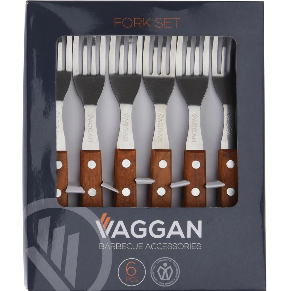 Merkloos Trendoz BBQ Vorken Set - 6 Stuks - RVS - Zilver - 22 Cm - Afbeelding 2