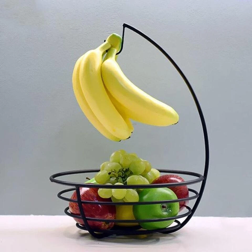 Cosy&Trendy Fruitmand Met Banaanhouder - Zwart - Afbeelding 2