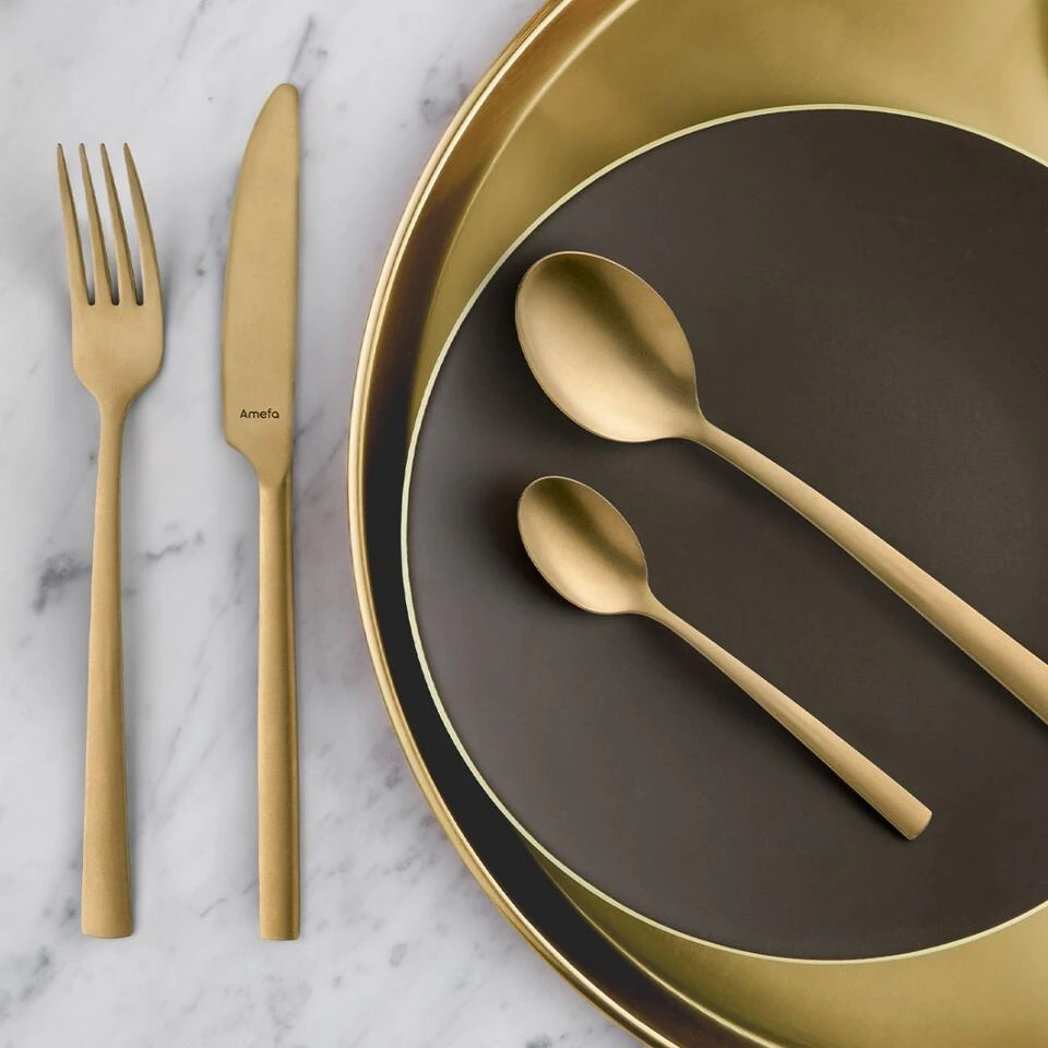 Amefa Manille - 16-delige Bestekset Voor 4 Personen - Stonewash Goud - Afbeelding 2