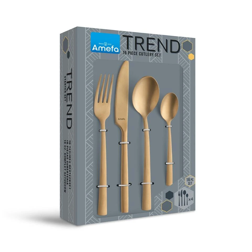 Amefa Manille - 16-delige Bestekset Voor 4 Personen - Stonewash Goud - Afbeelding 4